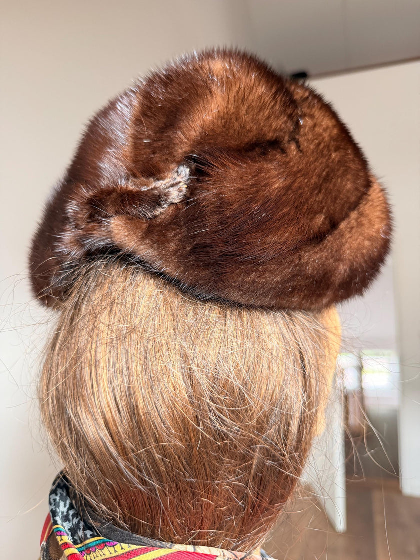 Brown Mink Fur Beret
