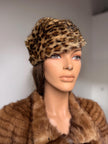 Vintage leopard-print fur hat in genuine fur