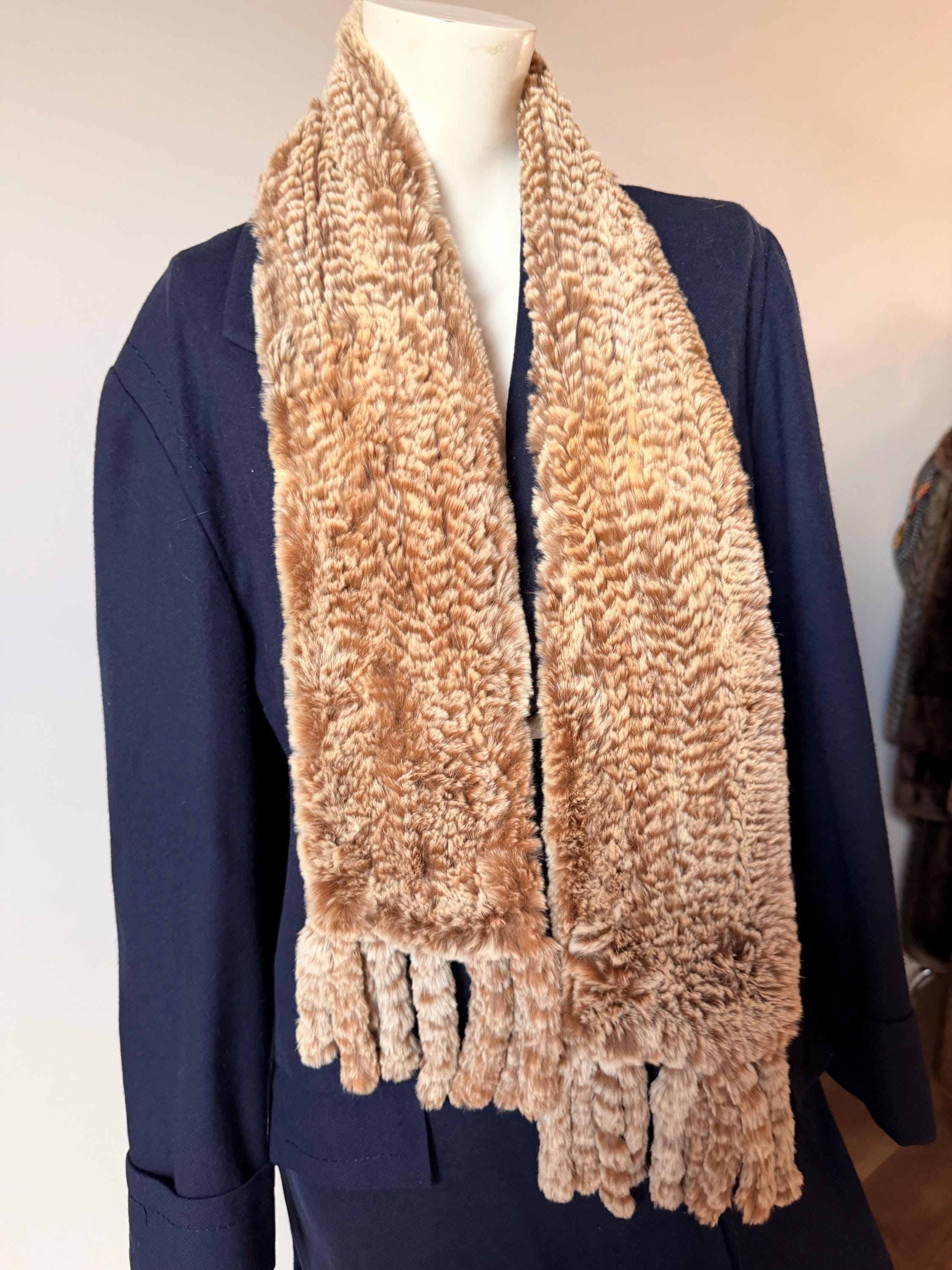 Beige Rabbit Fur Scarf
