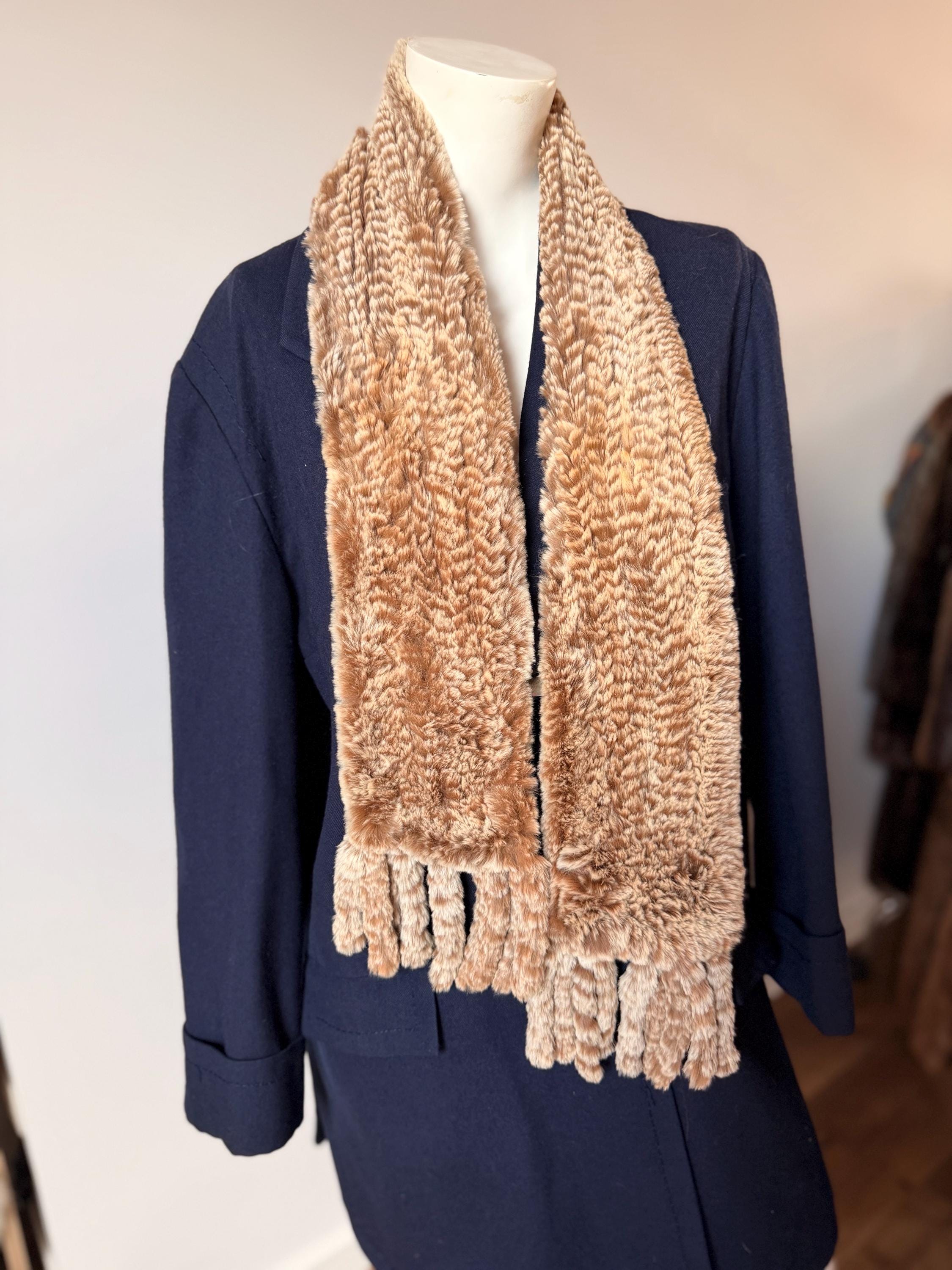 Beige Rabbit Fur Scarf