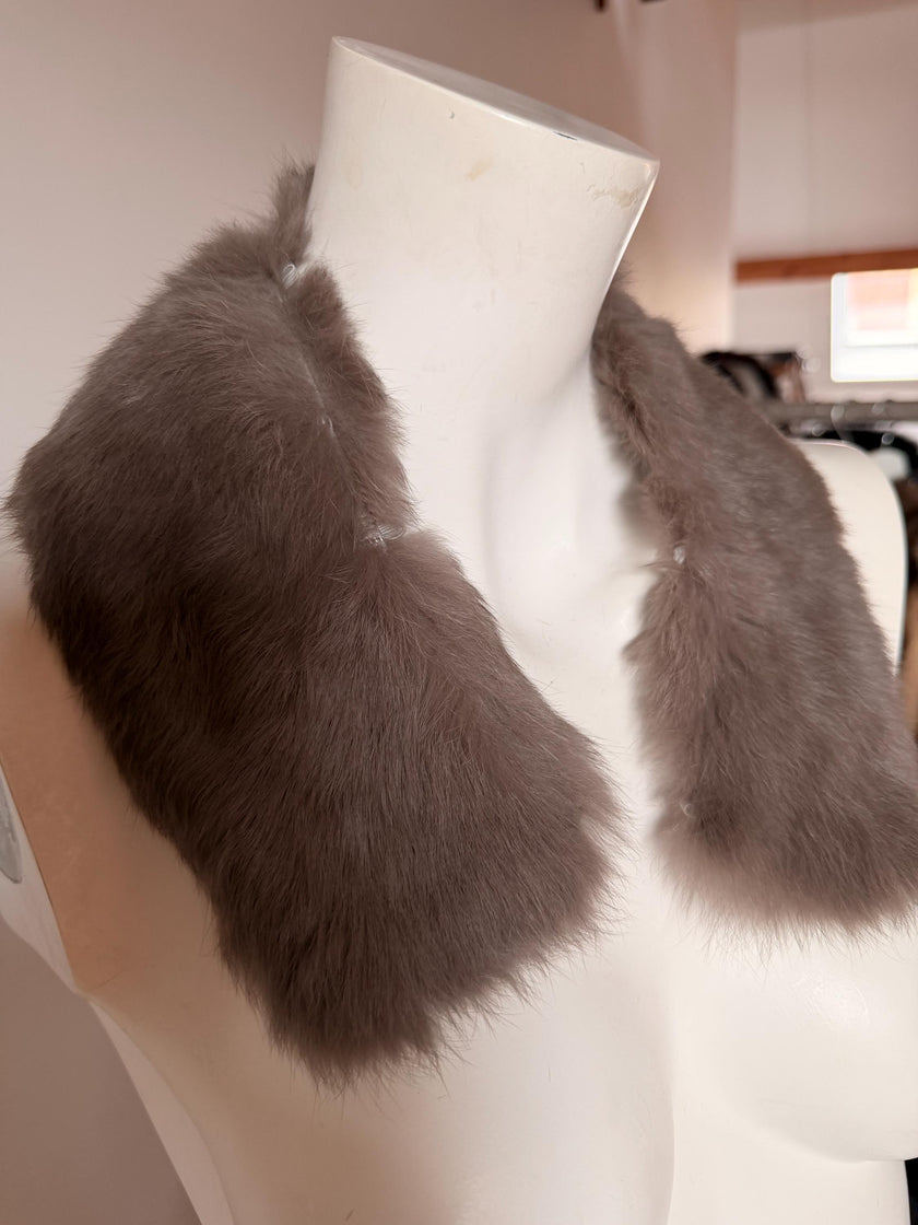 Grey Rabbit Fur Collar