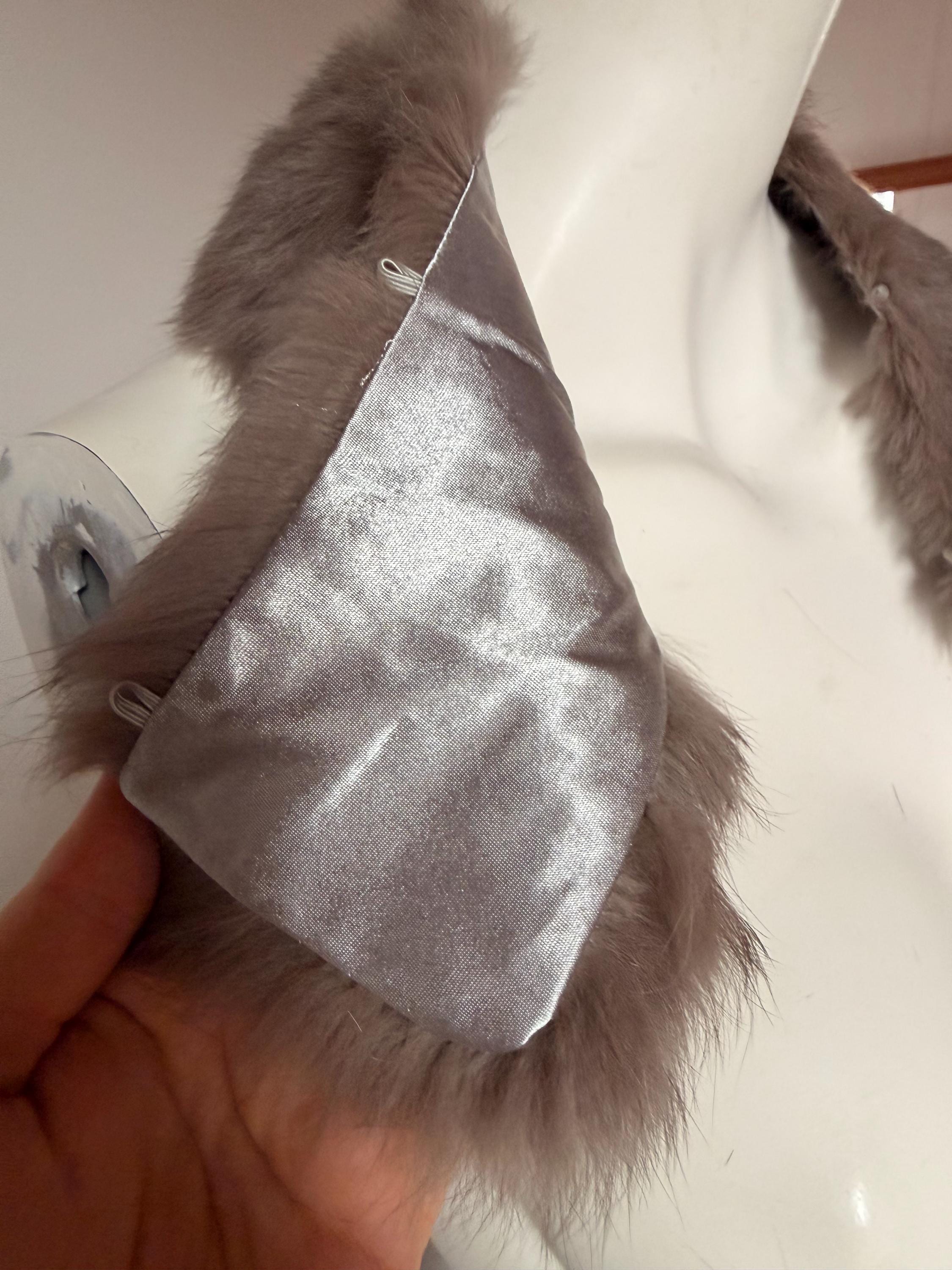 Grey Rabbit Fur Collar