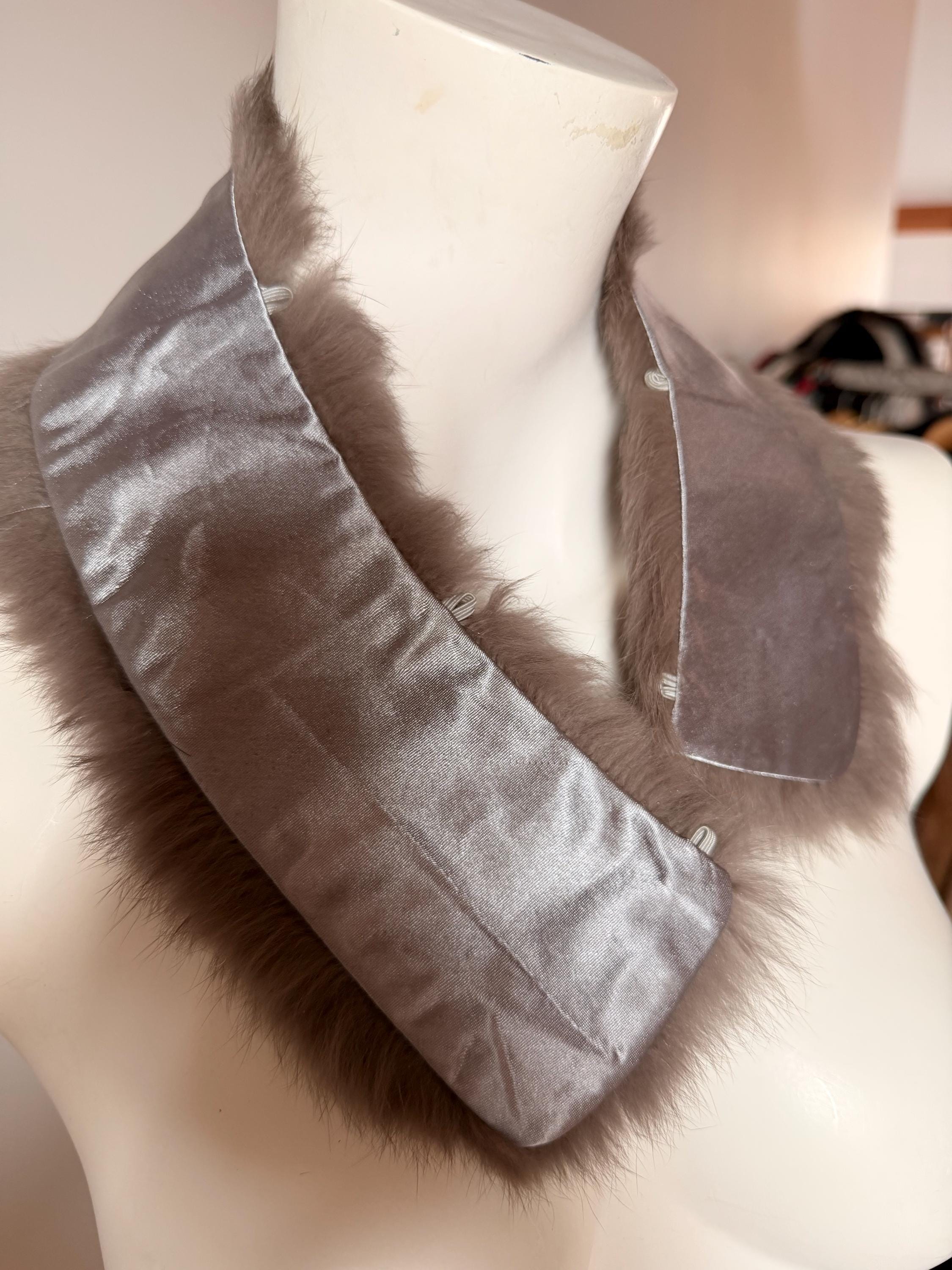 Grey Rabbit Fur Collar