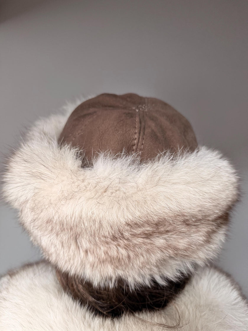 White Fox Fur Roller Hat