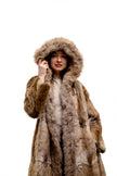 Full-Lengh Fur Coat with Hood