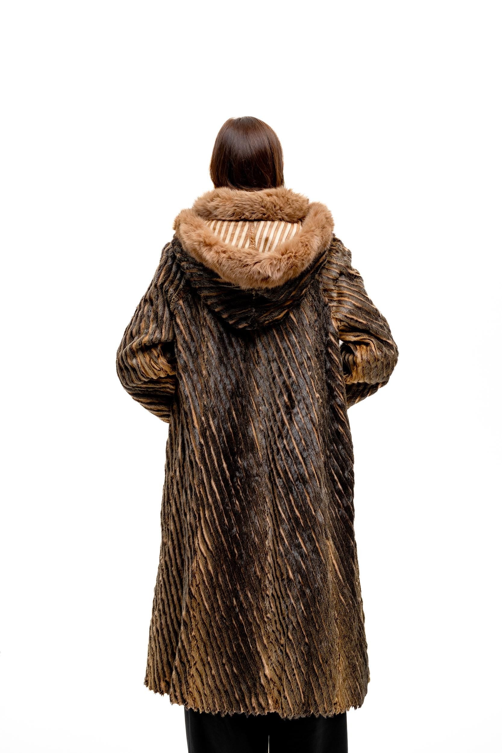 Long Fur Coat with Hood