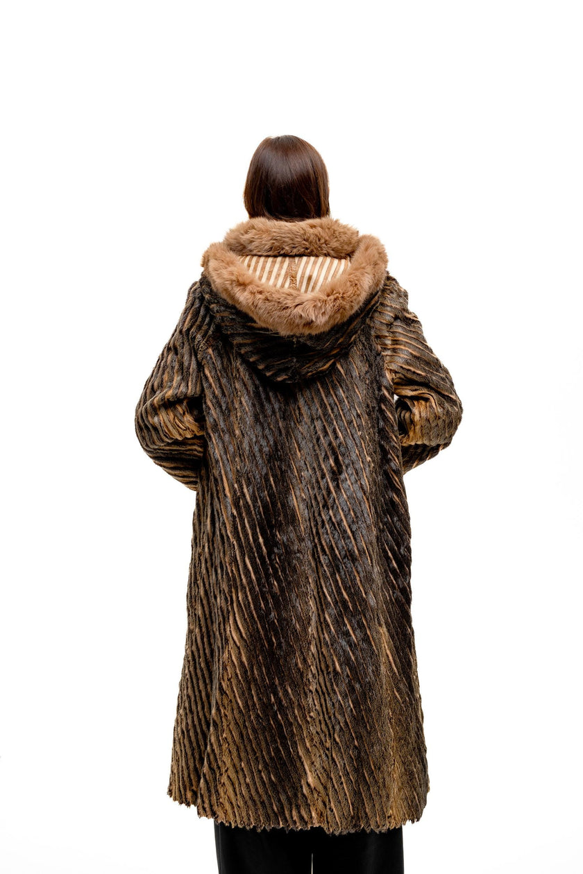 Long Fur Coat with Hood