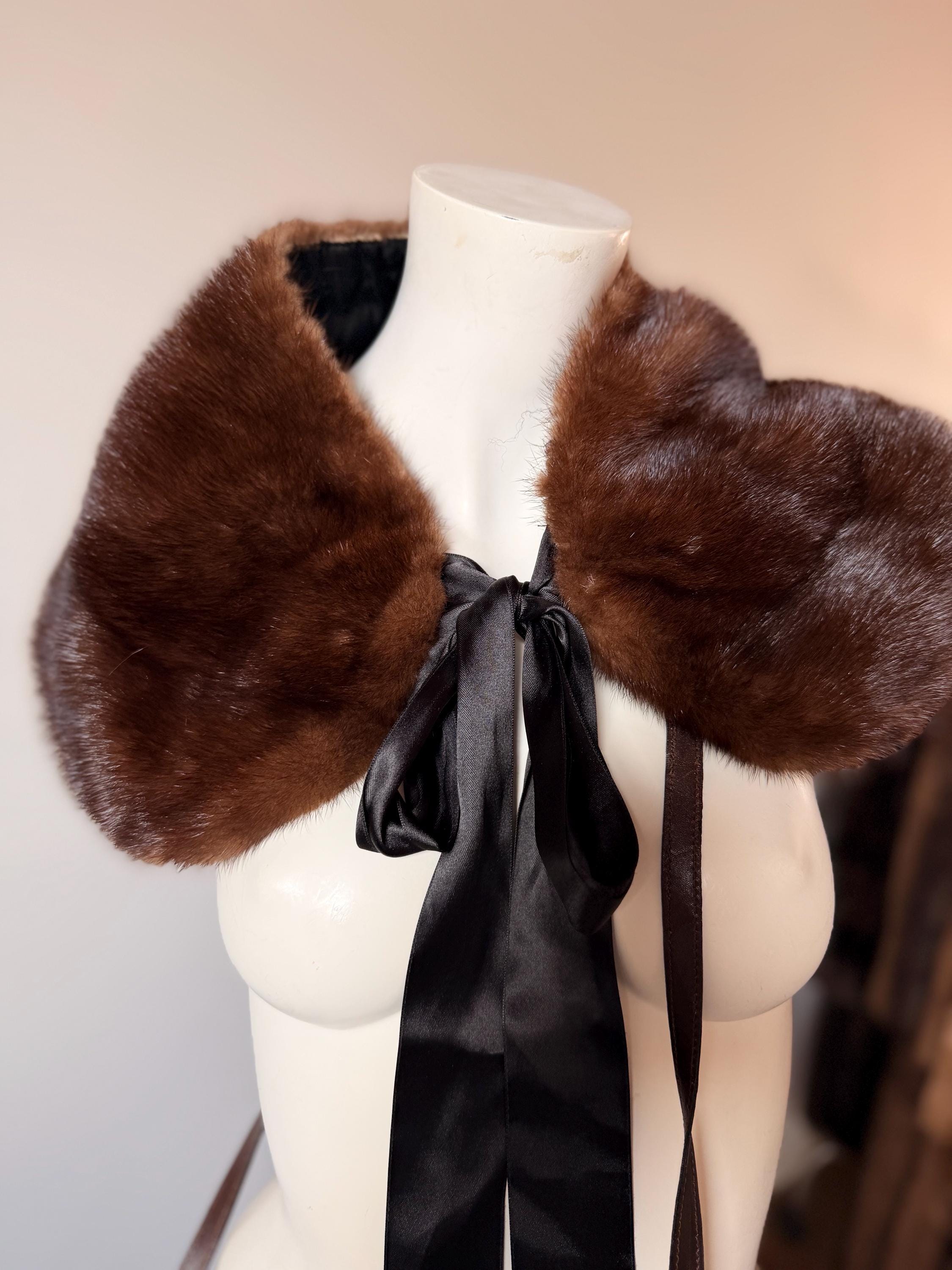 Set - Mink Fur Stole& Fur Bag