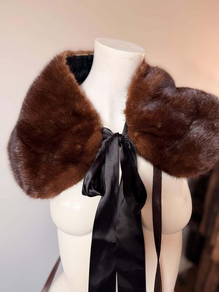 Set - Mink Fur Stole& Fur Bag