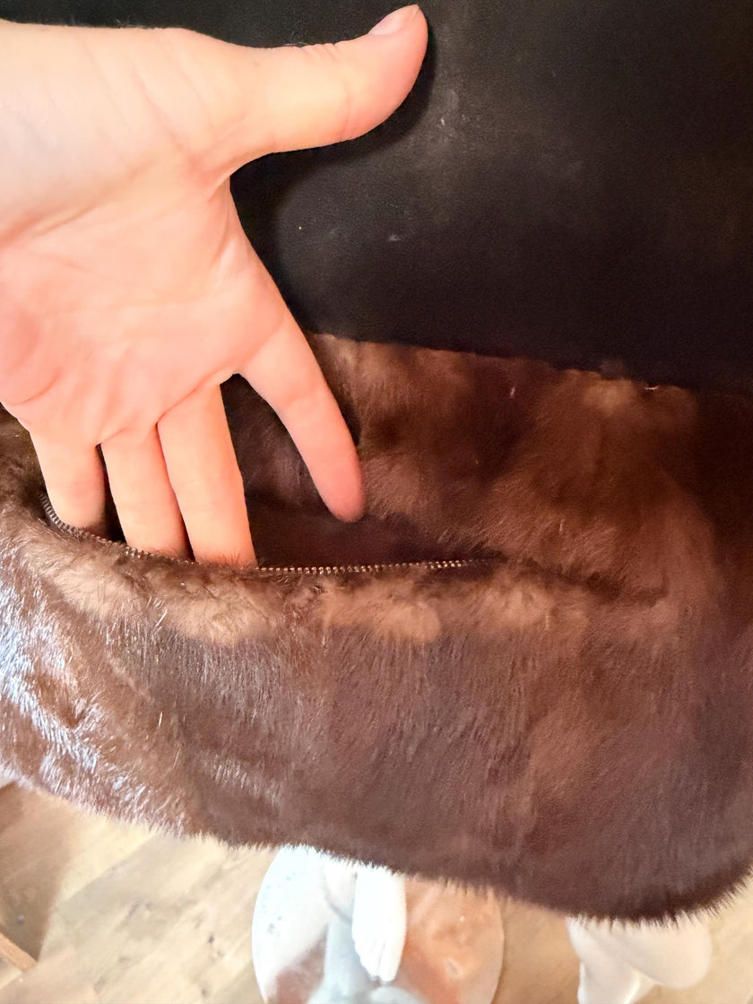 Set - Mink Fur Stole& Fur Bag