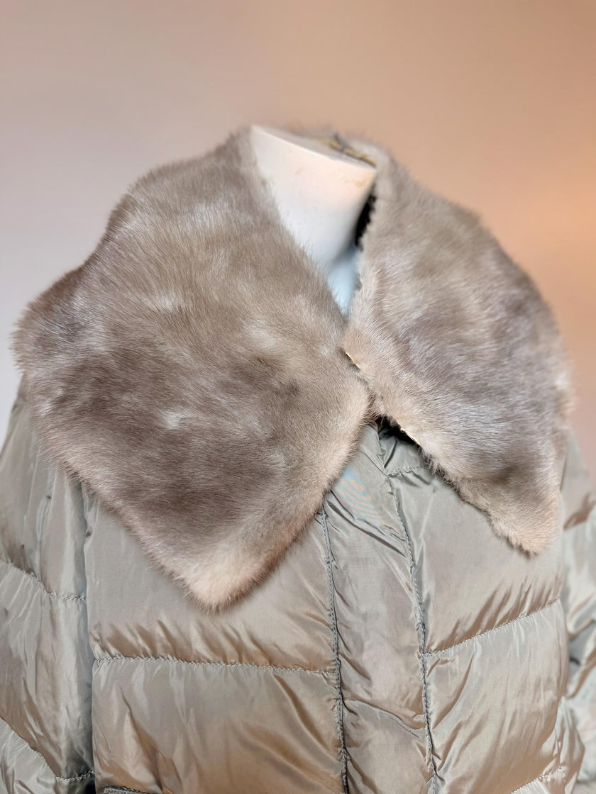 Set Sapphire Mink Vintage Fur Collar + Cuffs – 1990s Genuine Fur Scarf, Accessory for Coats