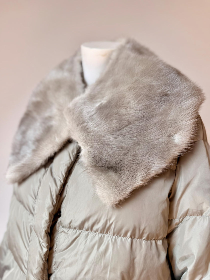 Set Sapphire Mink Vintage Fur Collar + Cuffs – 1990s Genuine Fur Scarf, Accessory for Coats