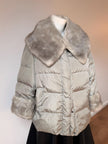 Set Sapphire Mink Vintage Fur Collar + Cuffs – 1990s Genuine Fur Scarf, Accessory for Coats