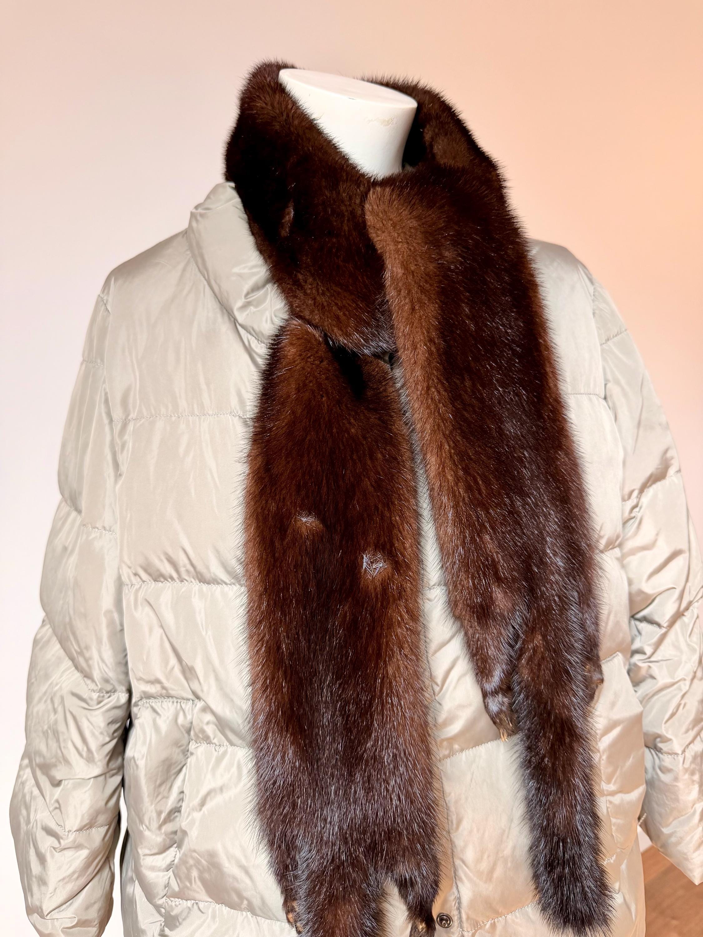 Luxury Vintage Brown Mink Fur Stole | 1980s Genuine Collar