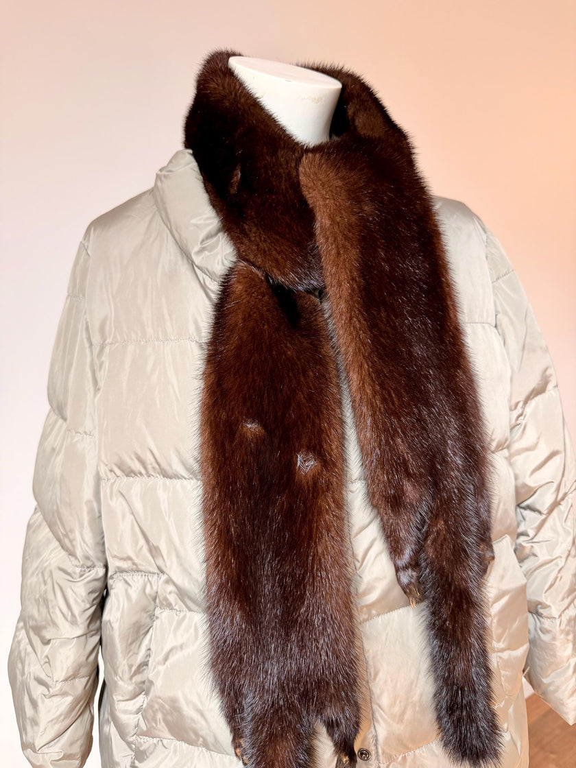 Luxury Vintage Brown Mink Fur Stole | 1980s Genuine Collar