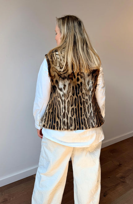 Leopard Print Fur Vest – S