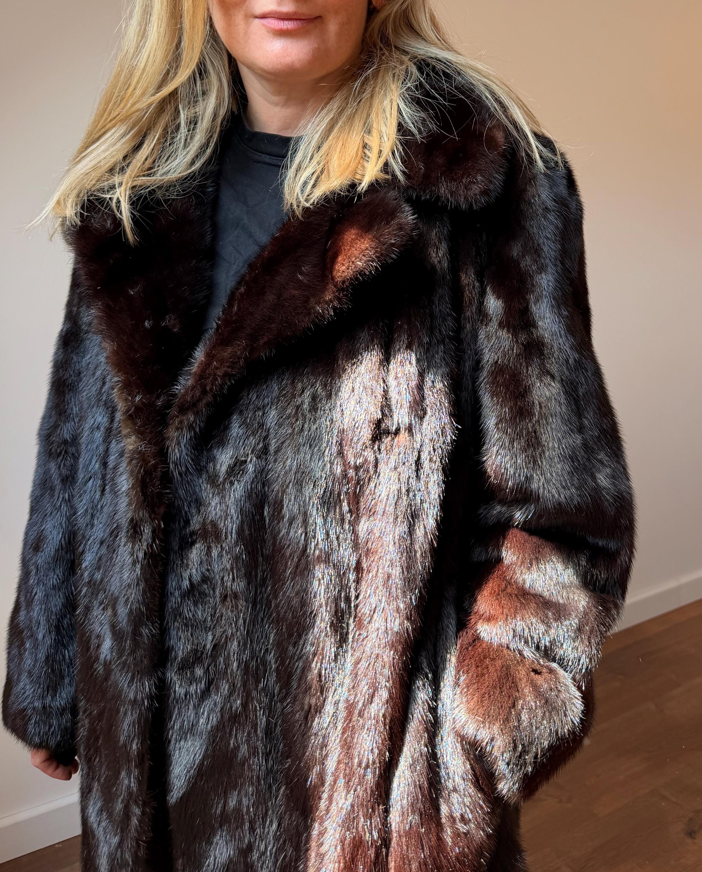 Vintage Brown Mink Fur Coat – Size L-2X,  Luxury Fur