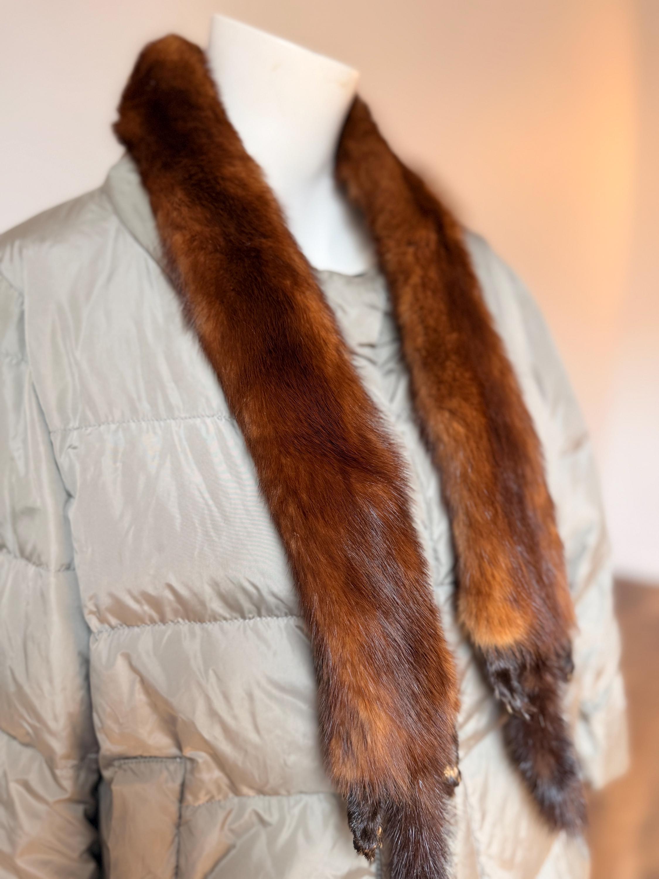 Brown Mink Vintage Fur Stole – 1980s Genuine Fur Scarf, Accessory for Coats