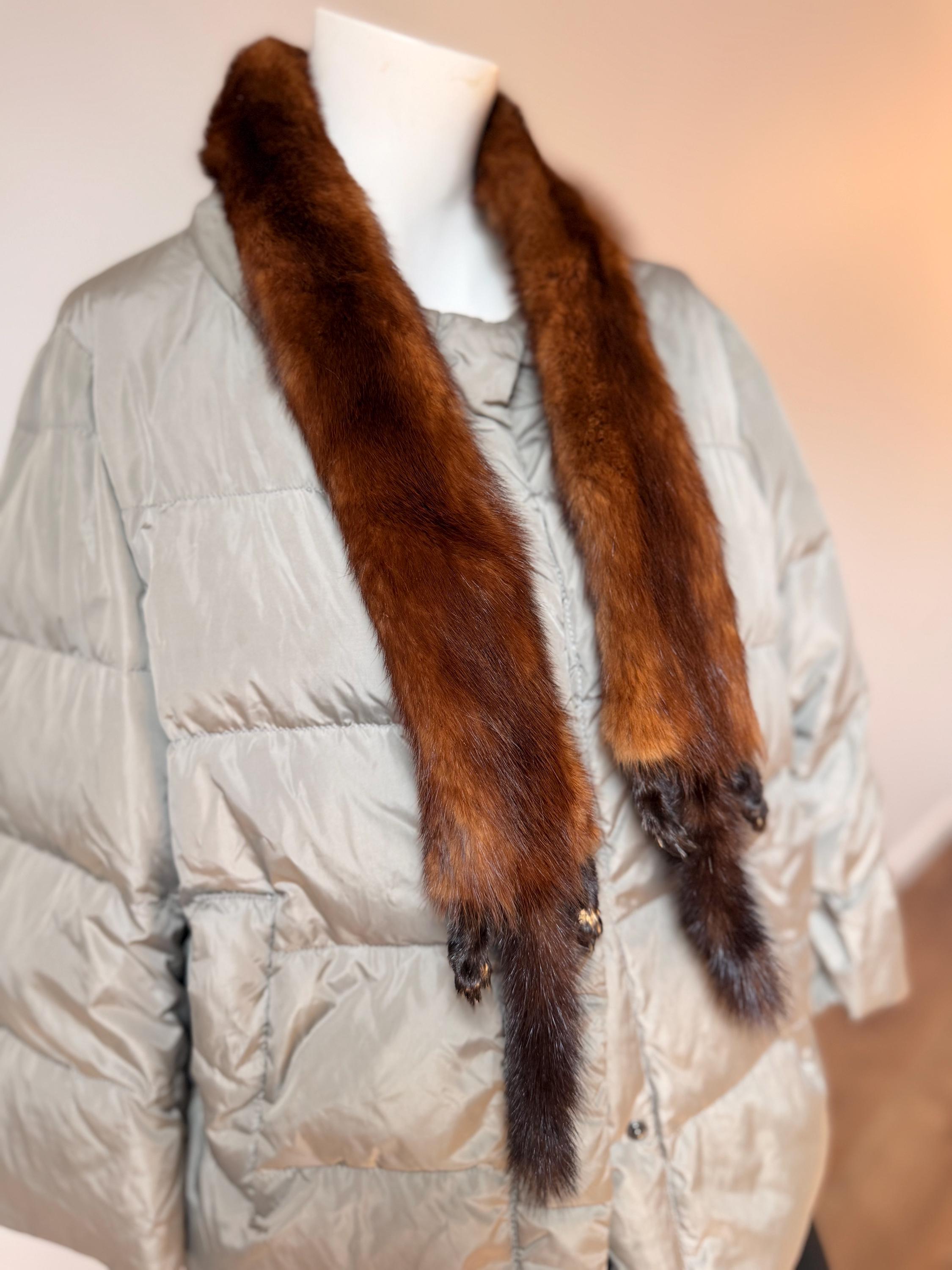 Brown Mink Vintage Fur Stole – 1980s Genuine Fur Scarf, Accessory for Coats