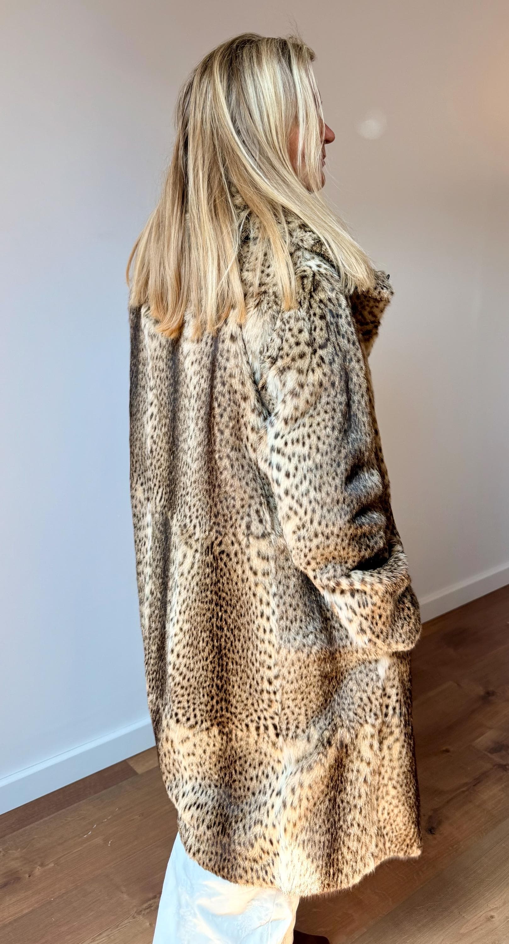 Vintage Leopard Print Fur Coat – Genuine Fur, Size M-XL