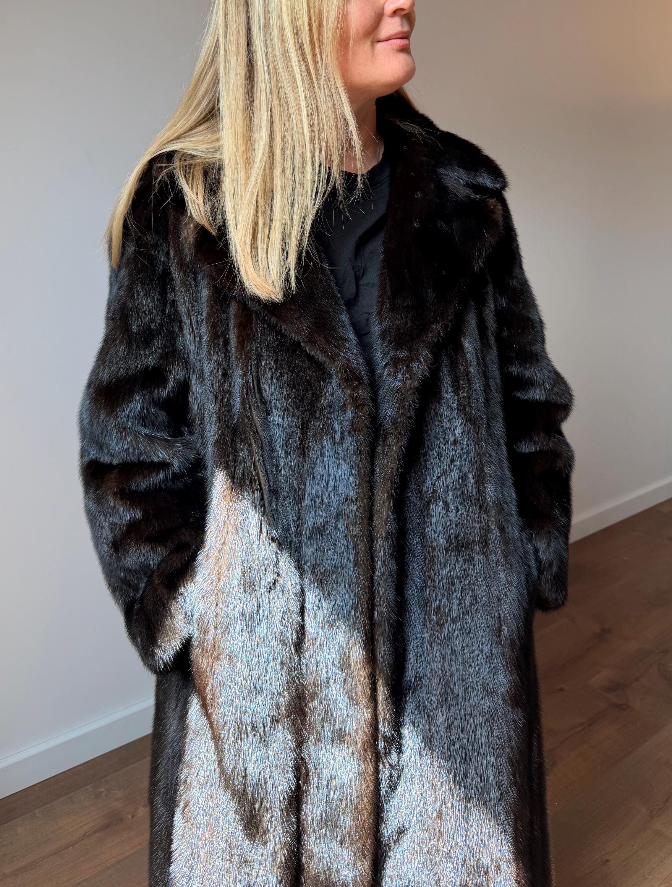Vintage Brown Mink Fur Coat – Size XL-2X, Luxury Real Furs Winter Jacket