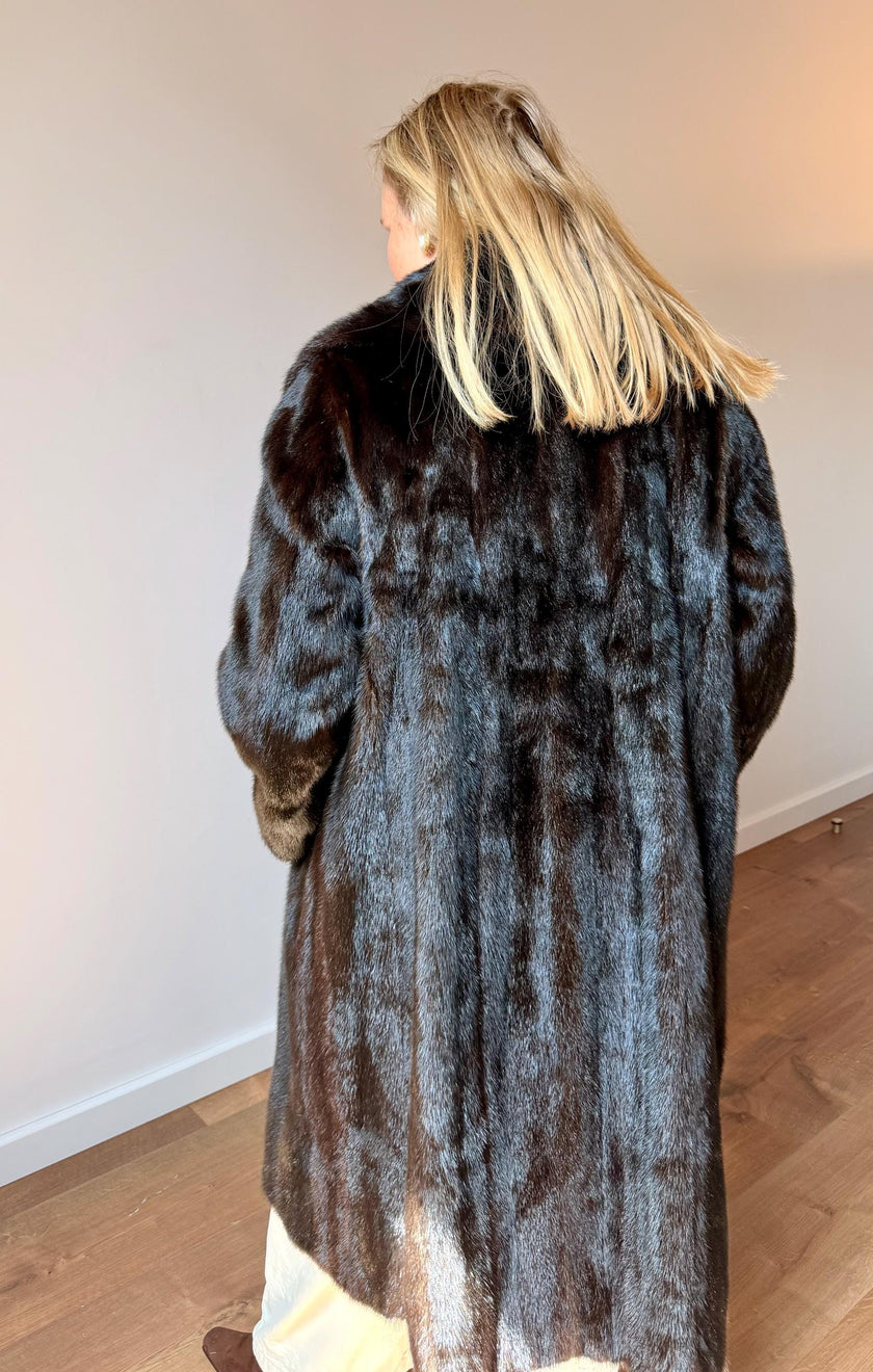 Vintage Brown Mink Fur Coat – Size XL-2X, Luxury Real Furs Winter Jacket