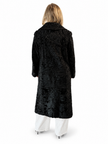 Black Long Lamb Fur Coat - L