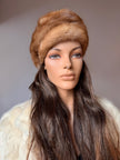 1980s pastel mink fur hat made from genuine mink fur