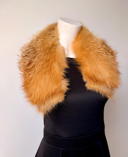 Luxury vintage red fox fur collar made from genuine fox fur